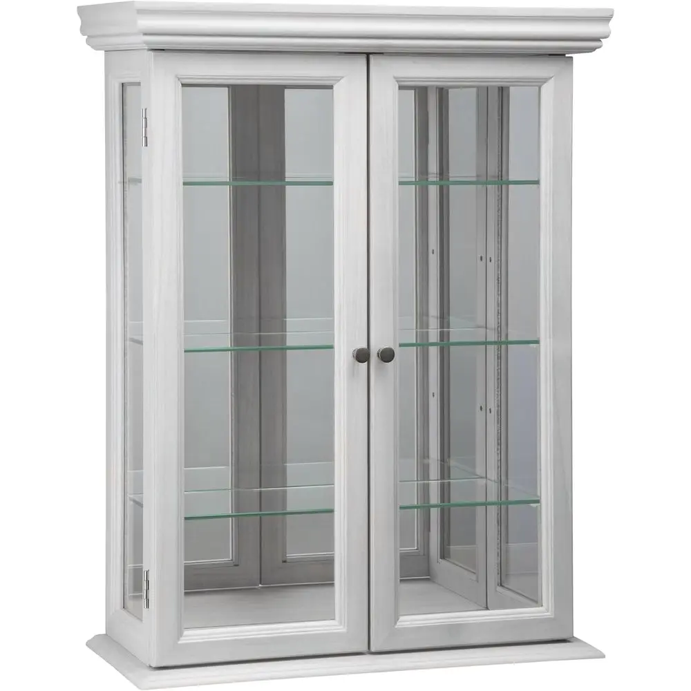 20 Wide 7 Deep 26 High Lily White Wall Curio Cabinet for Display and Storage