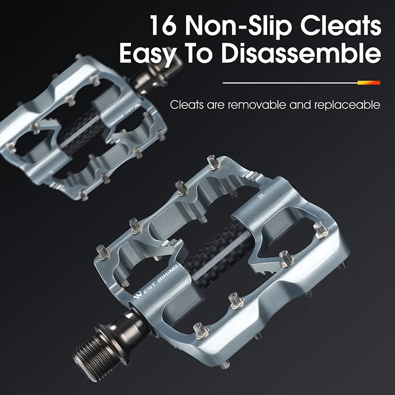 WEST BIKING 3 Bearings Pedals Carbon MTB Road Bicycle Flat Pedal Anti-slip Ultralight Aluminum Alloy Pedal Road Bike Accessories