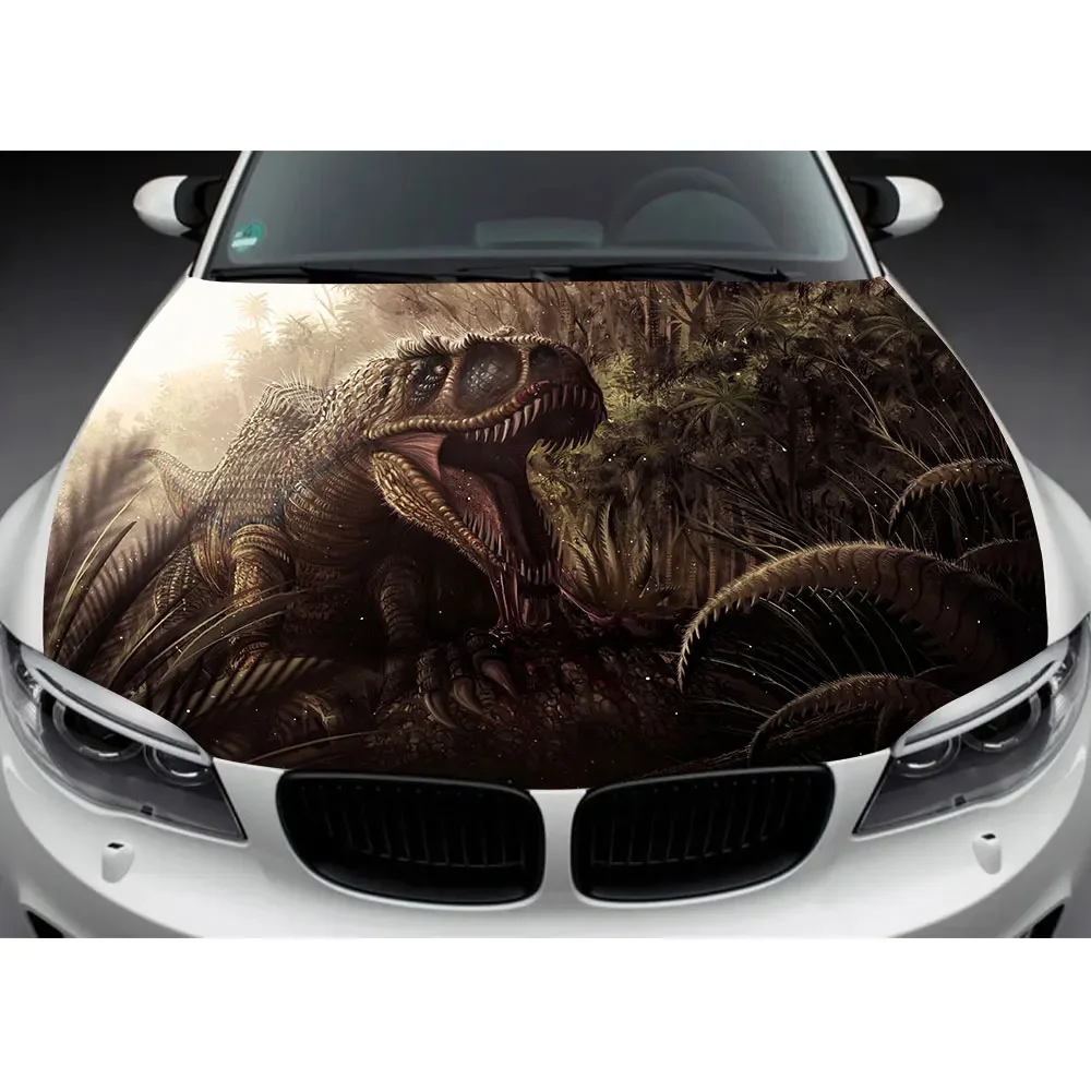 Animals Dinosaur Car Hood Wrap Decal Vinyl Sticker Full Color Graphic Car Sticker Full Color Graphic Custom Image Fit Any Car