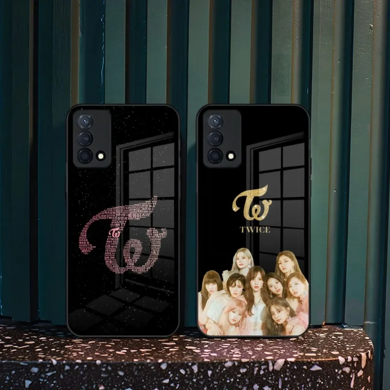 KPOP TWICE LOGO Phone Case For Oppo Find X3 X5 Pro Reno 4 7 6 A15 A54 A95 A55 A57 A93s A94 A92s Tempered Glass Cover