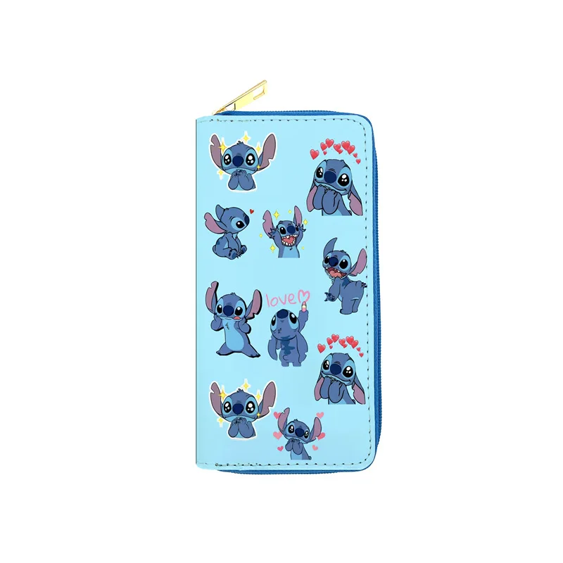 Disney cute cartoon stitch Women PU Wallet Ladies Zipper Clutch Bag Credit Card Holder Purse