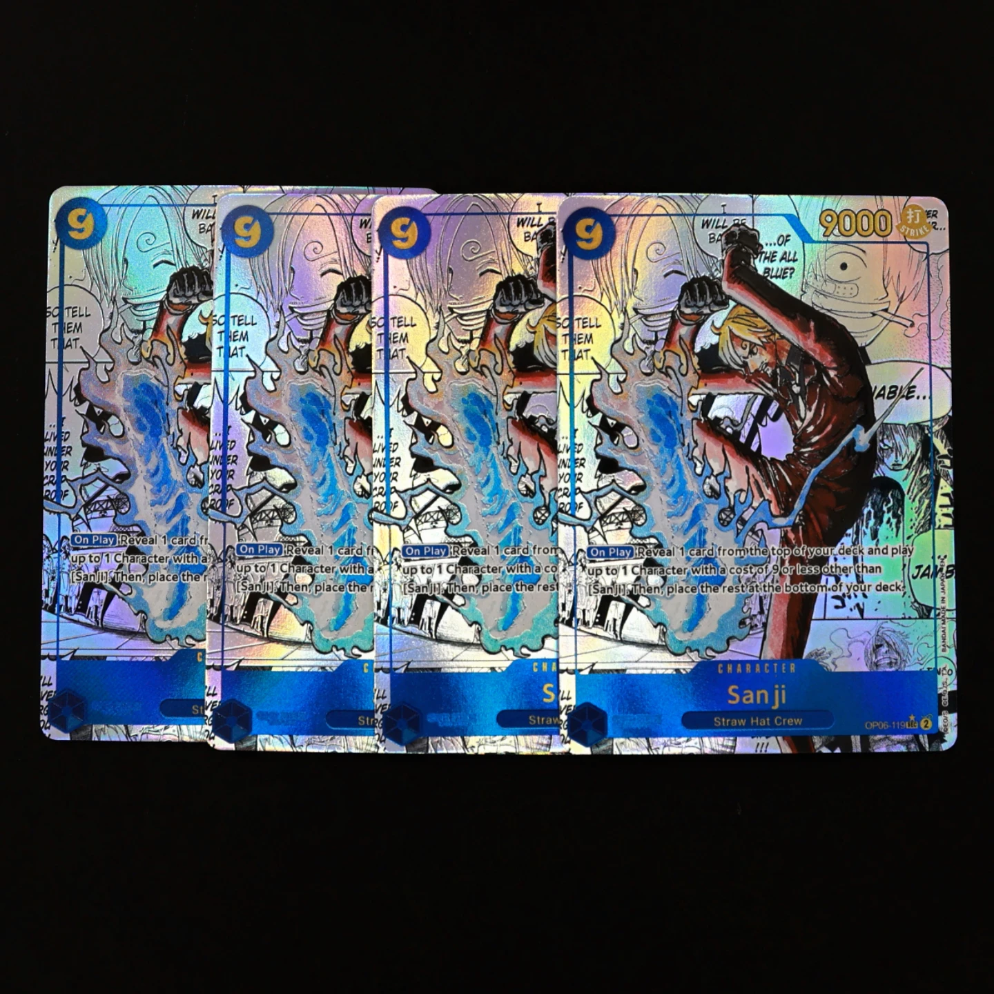 

OP06-119 Sanji manga One Piece TCG OPCG English Sanji Manga card 9 cost Blue Sanji Manga Textured Foil Card