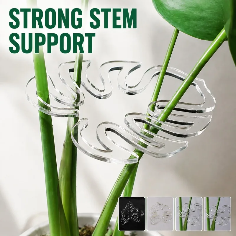 Monstera Support Pole Plant Stem Holder Anti-Fall Fixed Brace Green Plant Support with Plastic Rope, Plant Stem Fixing Clip