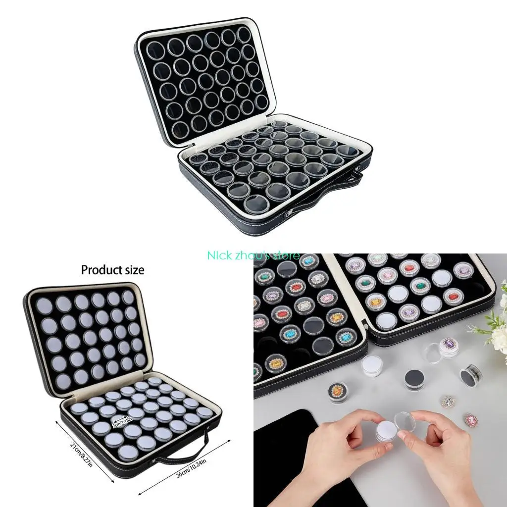 

E15E Элегантные органайзеры для ювелирных изделий на 60 ячеек с ручкой Кожаный ящик для хранения ювелирных изделий