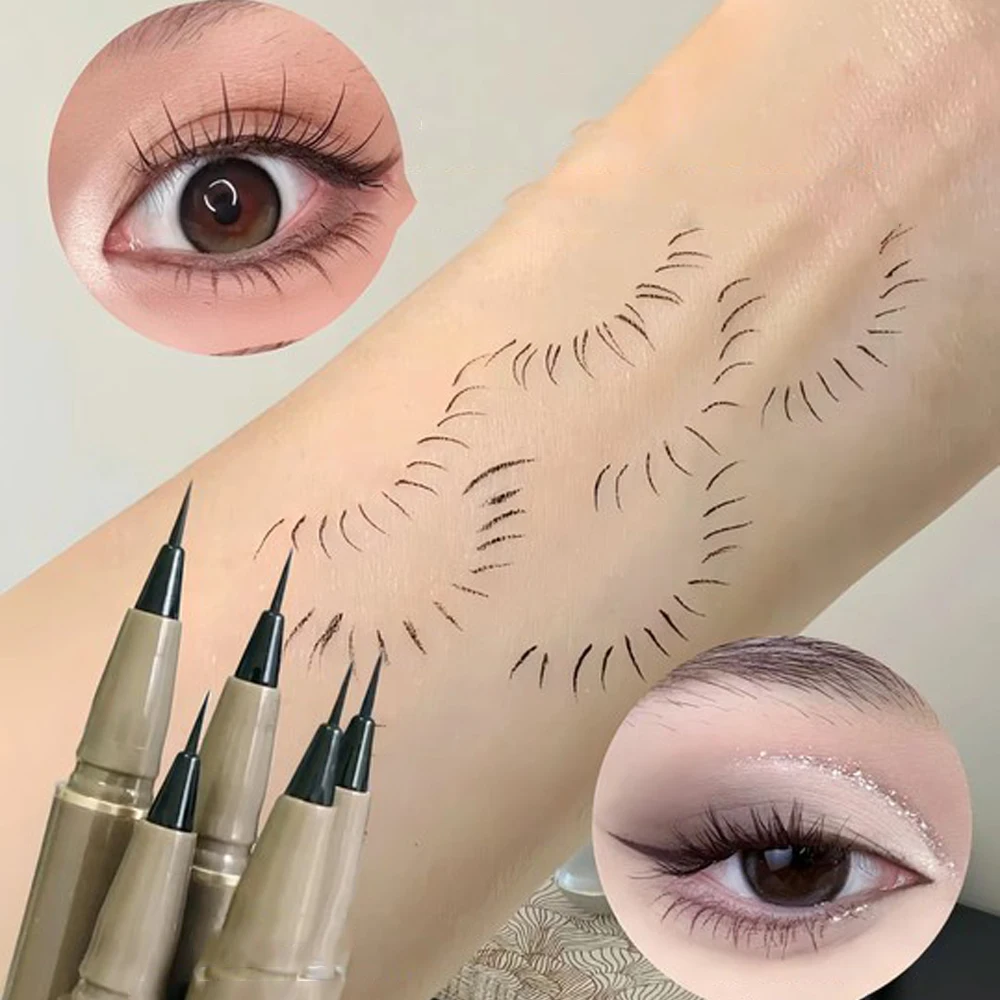 Wasserdichter dünner Kopf flüssiger Eyeliner Stift schnell trocknend matt schwarz braun natürlicher Eyeliner Bleistift glattes Auge koreanisches Make-up für Frauen