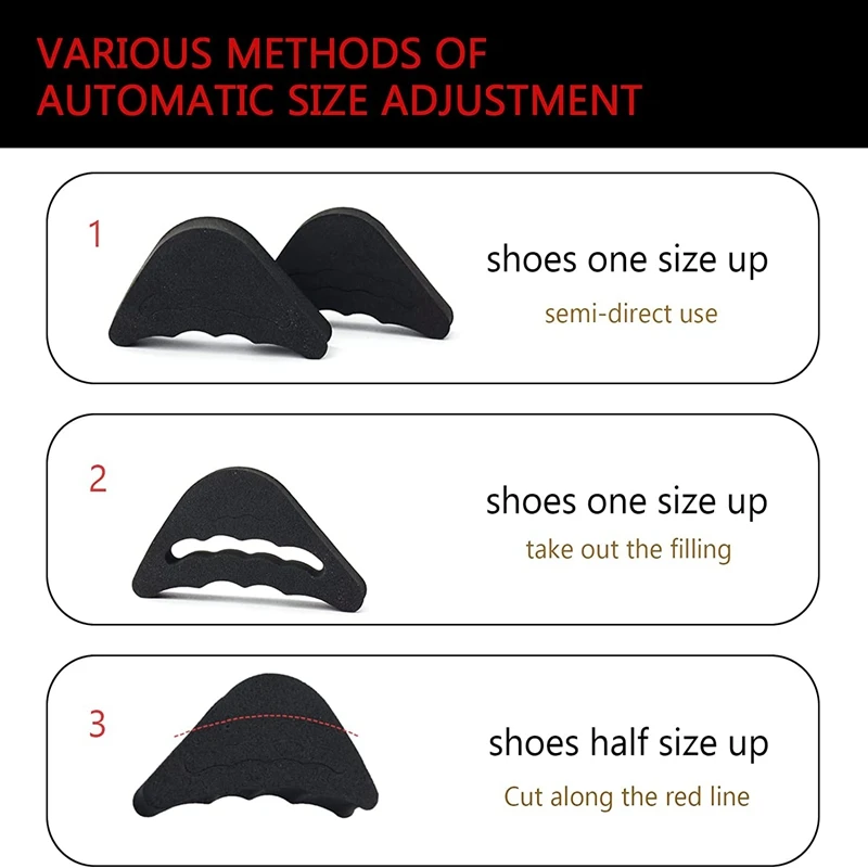 Bouchon d'orteil éponge souple demi-semelles Inserts de remplissage d'orteils réutilisables pour chaussures réglables trop gros coussinets de renfort de pied Inserts de chaussures unisexes