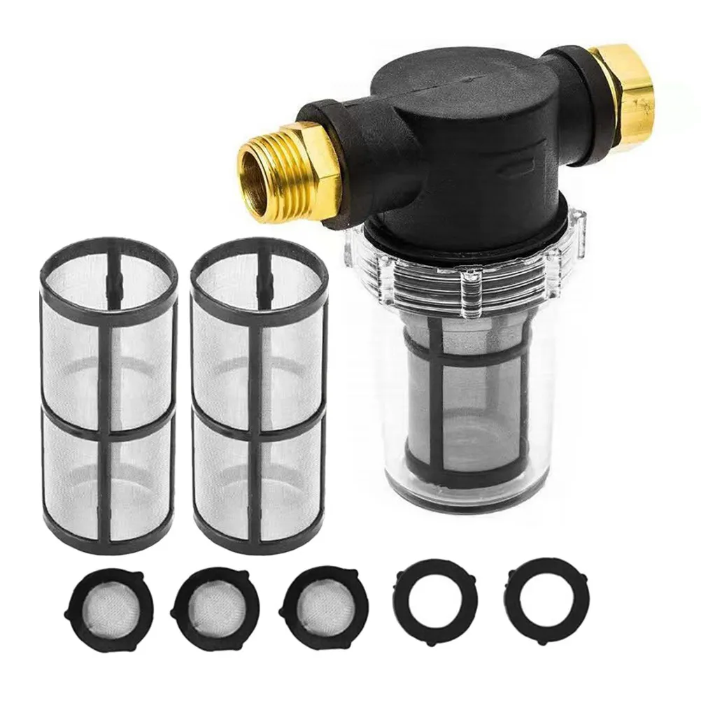 Inline Car Wash Water Filter 3 Quarter Inch Thread Garden Hose Pressure Washer Sediment Filter Stainless Steel
