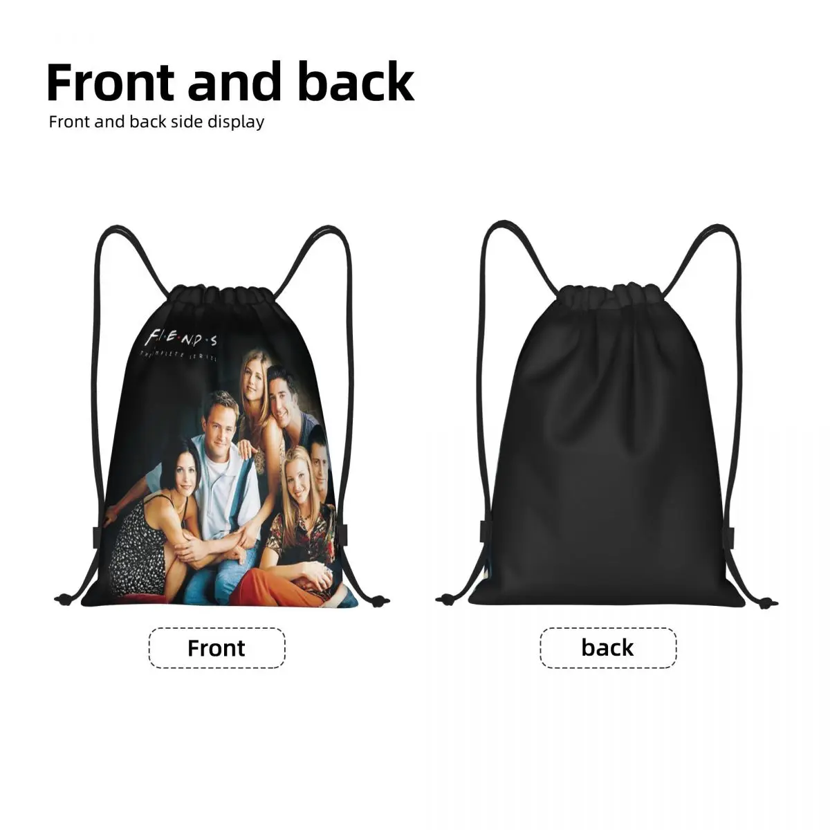 حقائب ظهر برباط مخصصة لشخصيات الأصدقاء للنساء والرجال خفيفة الوزن لعرض تلفزيوني وصالة الألعاب الرياضية وأكياس حقيبة للسفر