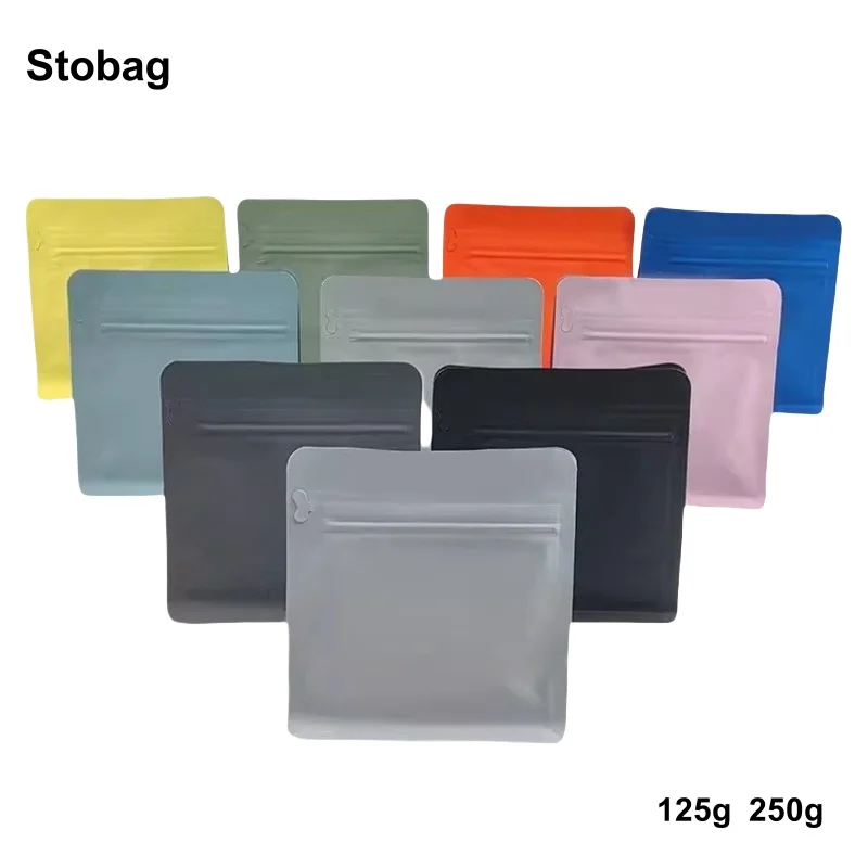 

StoBag 20pcs Color Frosted Matte Coffee Beans Packaging Bag with Valve Sealed for Powder Food Nuts Storage Reusable Pouches