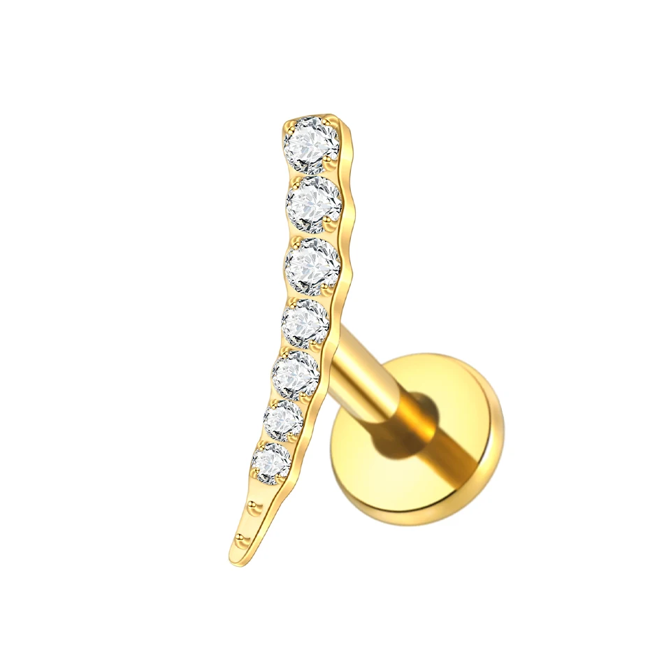 1PC Titanium Oorkraakbeen Piercings Platte Achterkant Stud Oorbel Interne Draad Vlinder Kruis CZ Helix Tragus Piercing Sieraden 16G