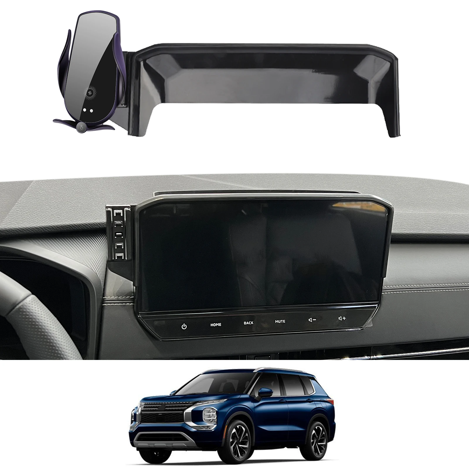 

for Mitsubishi Outlander 2022-2024 (12.25in) Phone Holder Screen Fixed Navigation Bracket Base Wireless Charging Accessories