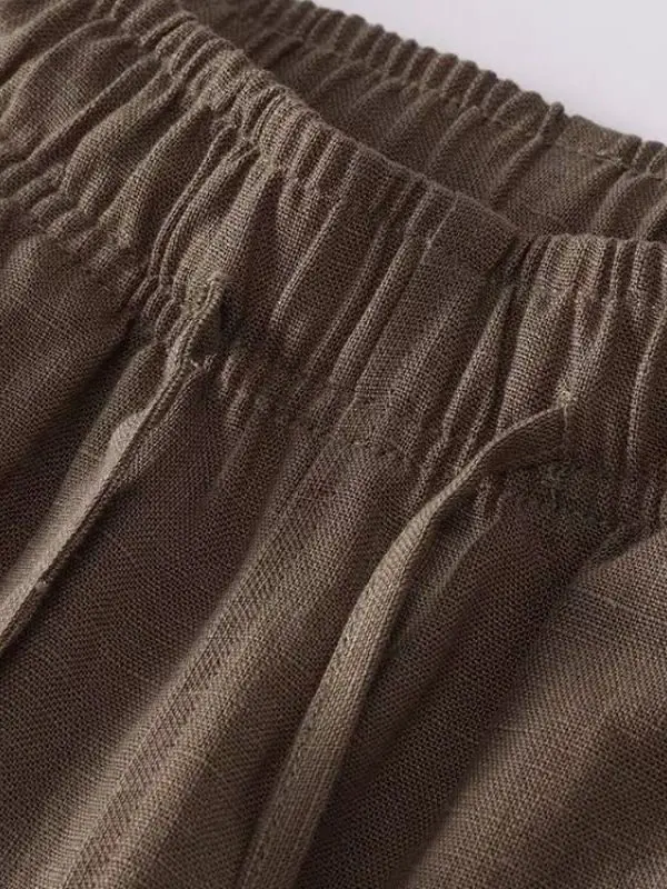 High-End Pure Linen Men's Casual Pants Thin Straight Cut Chinese Style Cotton Linen Long Trousers Youthful Vitality Style