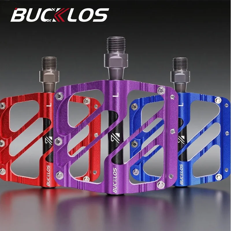 

BUCKLOS Ultralight Road Bike Pedal 9/16 " 3 Sealed Bearing MTB Pedal Aluminum Alloy Dustproof Bicycle Flat Pedals