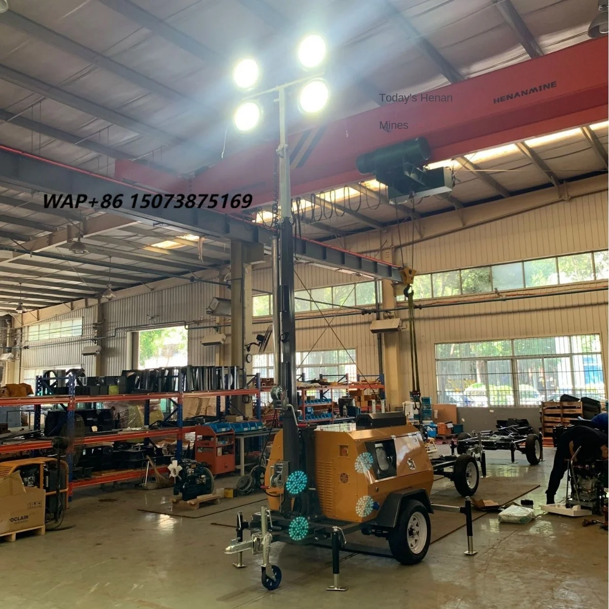 9m Hydraulic Lifting 400W 300m Lighting Lighthouse Trailer Type Mobile Omni-directional Lighting Tower Engine 1 Year Factory