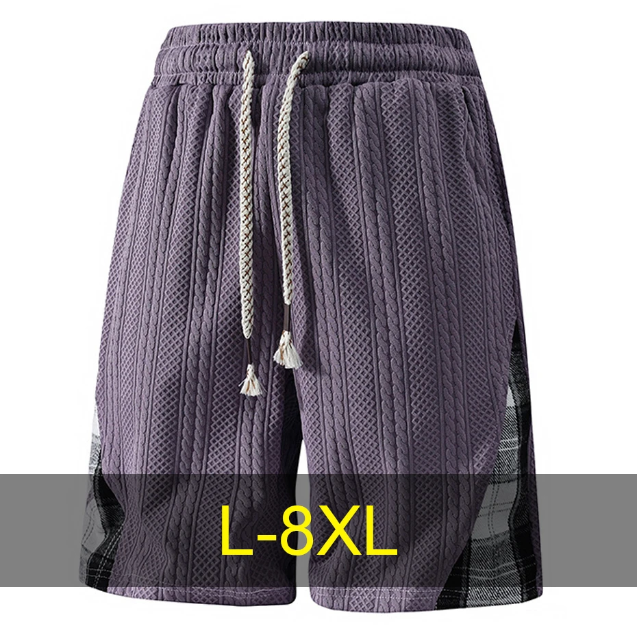 

Мужские шорты больших размеров 8XL, летние дышащие модные повседневные шорты с лоскутным дизайном, мужские короткие брюки с эластичной талией, большие размеры