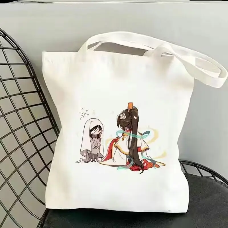 Tian Guan Ci Fu Anime Shoulder Bag Heaven Official’s Blessing Hua Cheng Xie Lian Cute Cartoon Canvas Casual Shopping Bag Handbag