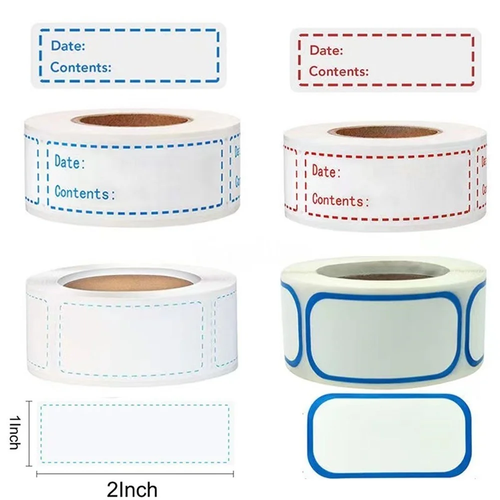 1/3 Rolls Self-Adhesive Removable Freezer Food Storage Paper Sticker Labels White Date stickers for home storage tags
