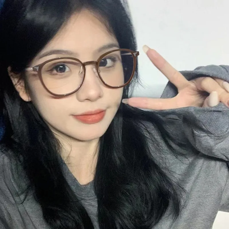 Anti-blaues Licht Anti-strahlung Gläser Luxus Rahmen Gläser Weibliche Koreanische Version Große Gesicht Runde Gesicht Plain Net rote Gläser Flache – Detail 1