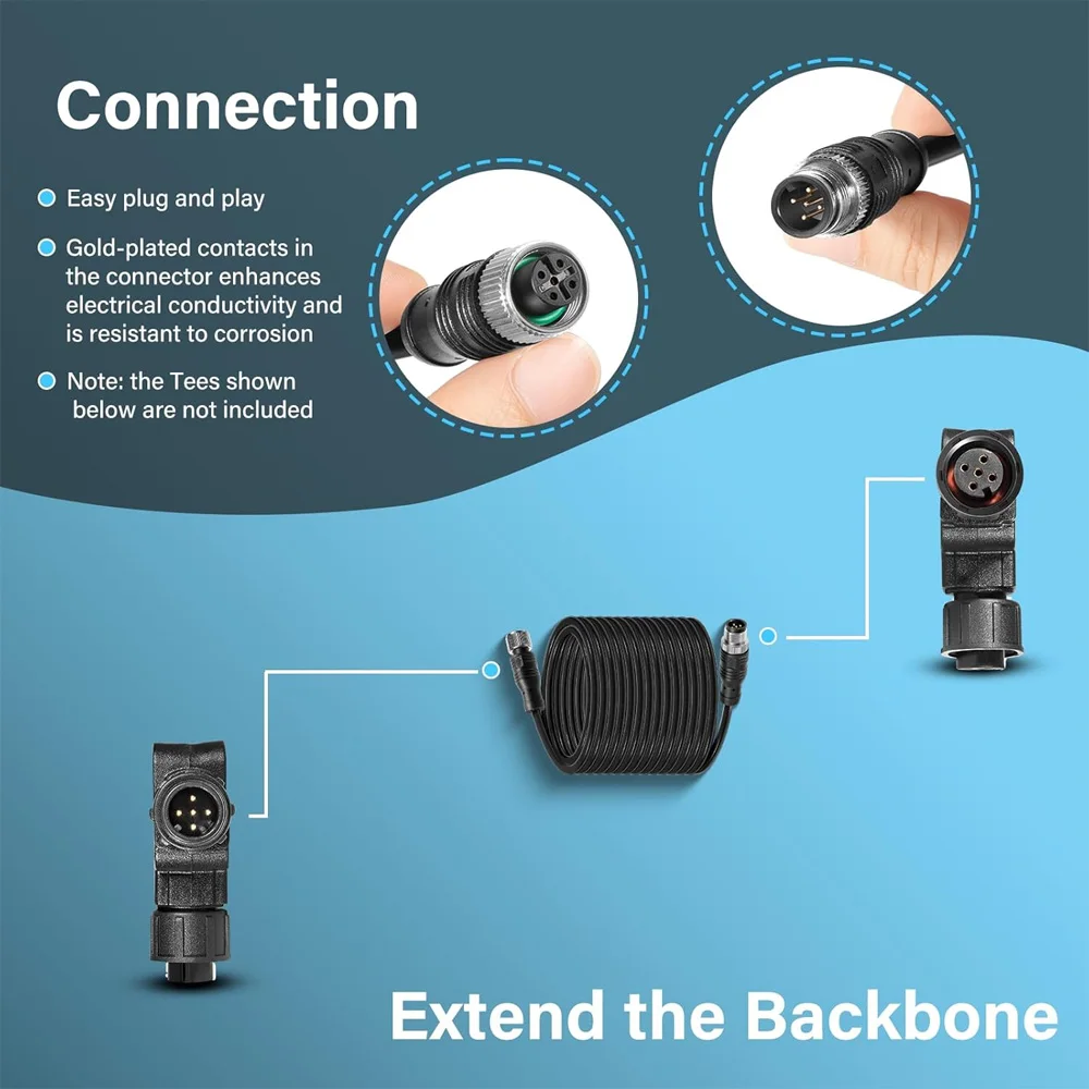 NMEA 2000 (N2K) 10m Drop Cable Backbone Cable Extension Cable Fit for Lowrance Simrad B&G Navico Garmin Networks IP67 Waterproof