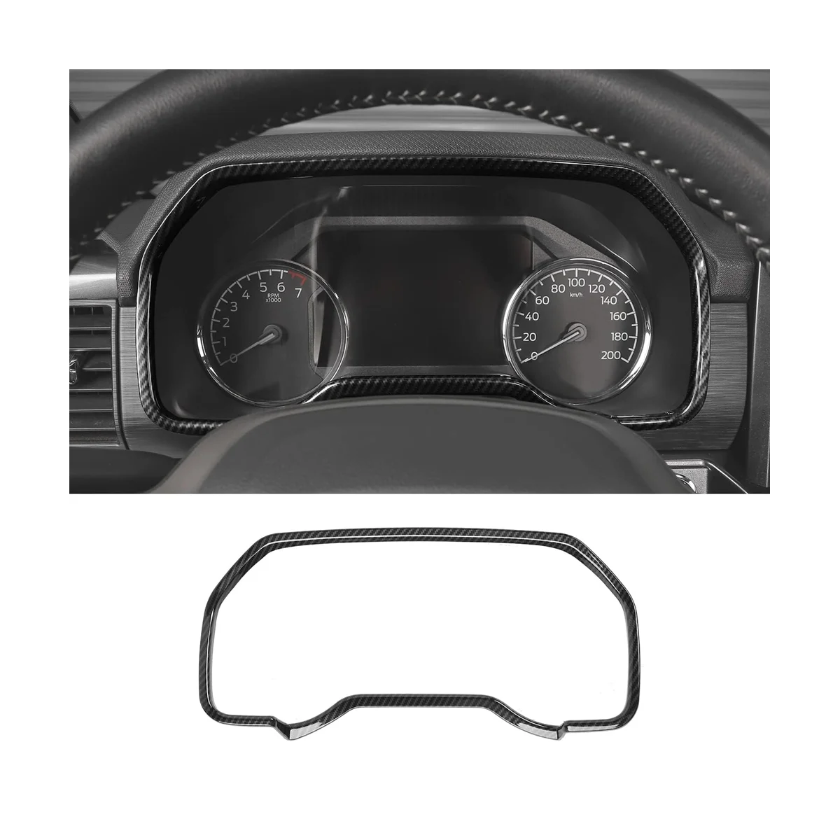 Dashboard Meter Panel Cover Trim for Ford F150 2021 2022 2023 Dash Board Frame Bezel Accessories - ABS Carbon Fiber