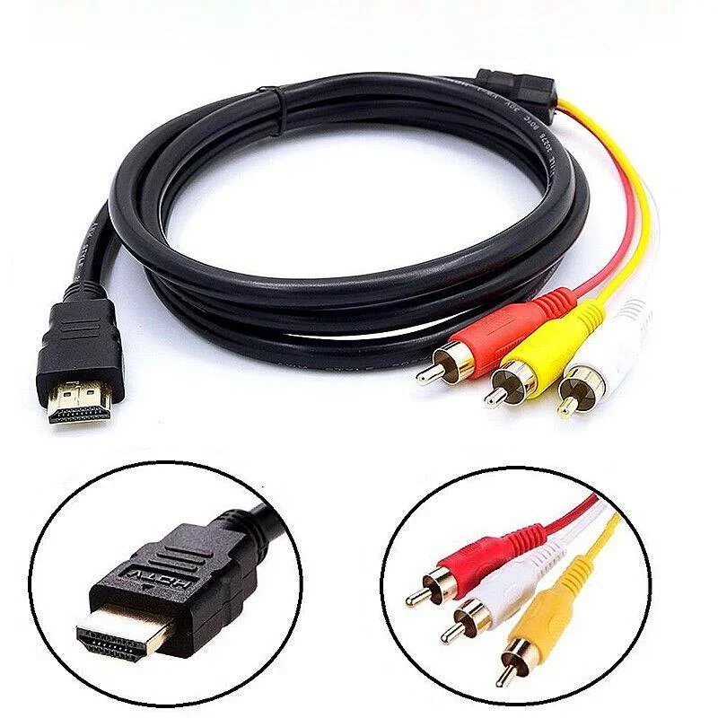 5Ft Video Audio Converter Component AV Adapter Cable HDTV Useful HDMI-compatible to RCA