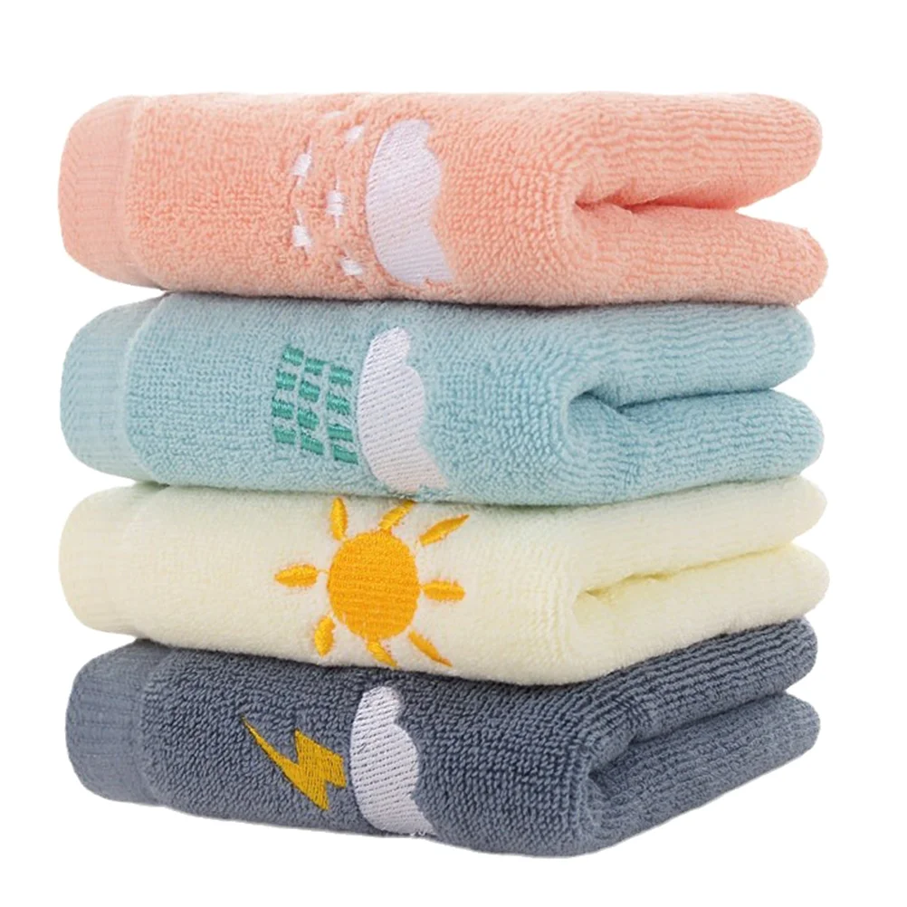 

4 Pcs Kids' Towel Burp Cloths Baby Girl Face Towels Washcloths Bath Cotton Hand Small Saliva Absorb Water Decorative