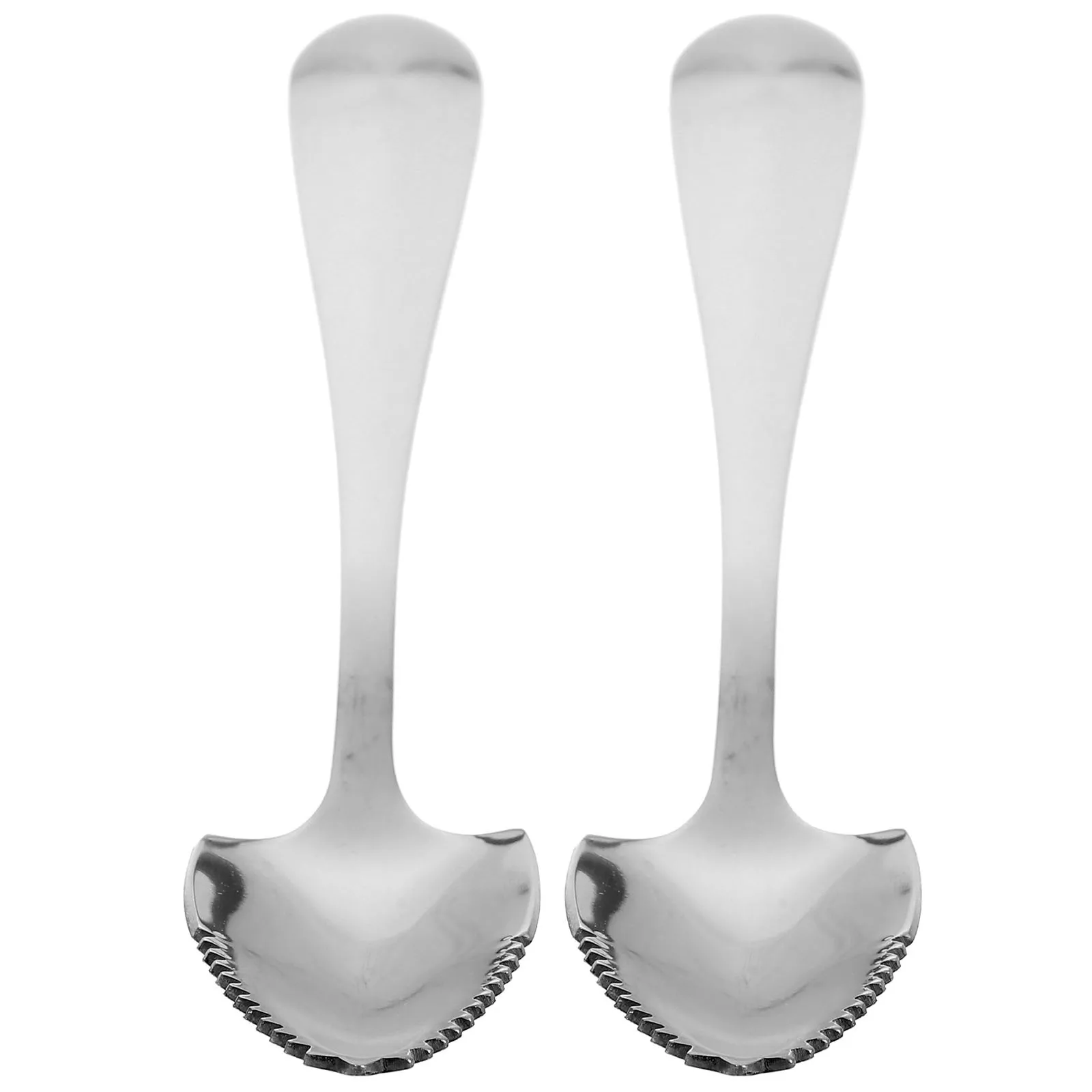 

2 Pcs Stainless Steel Fruit Spoons Serrated Edge Mirror Polishing Dessert Grapefruit Easy Cleaning Non Slip Handle Kitchen