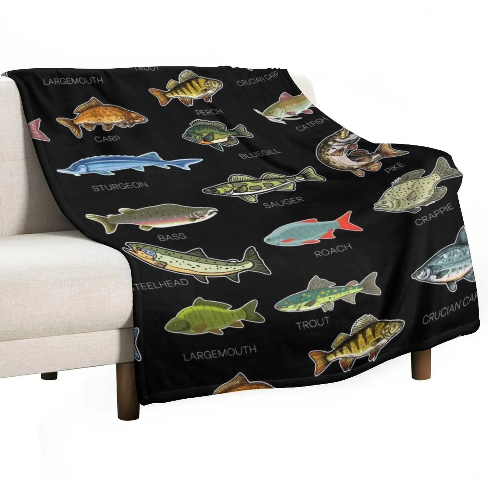 Types Of Freshwater Fish Species Fishing Throw Blanket Decoratives Summer heavy to sleep Blankets