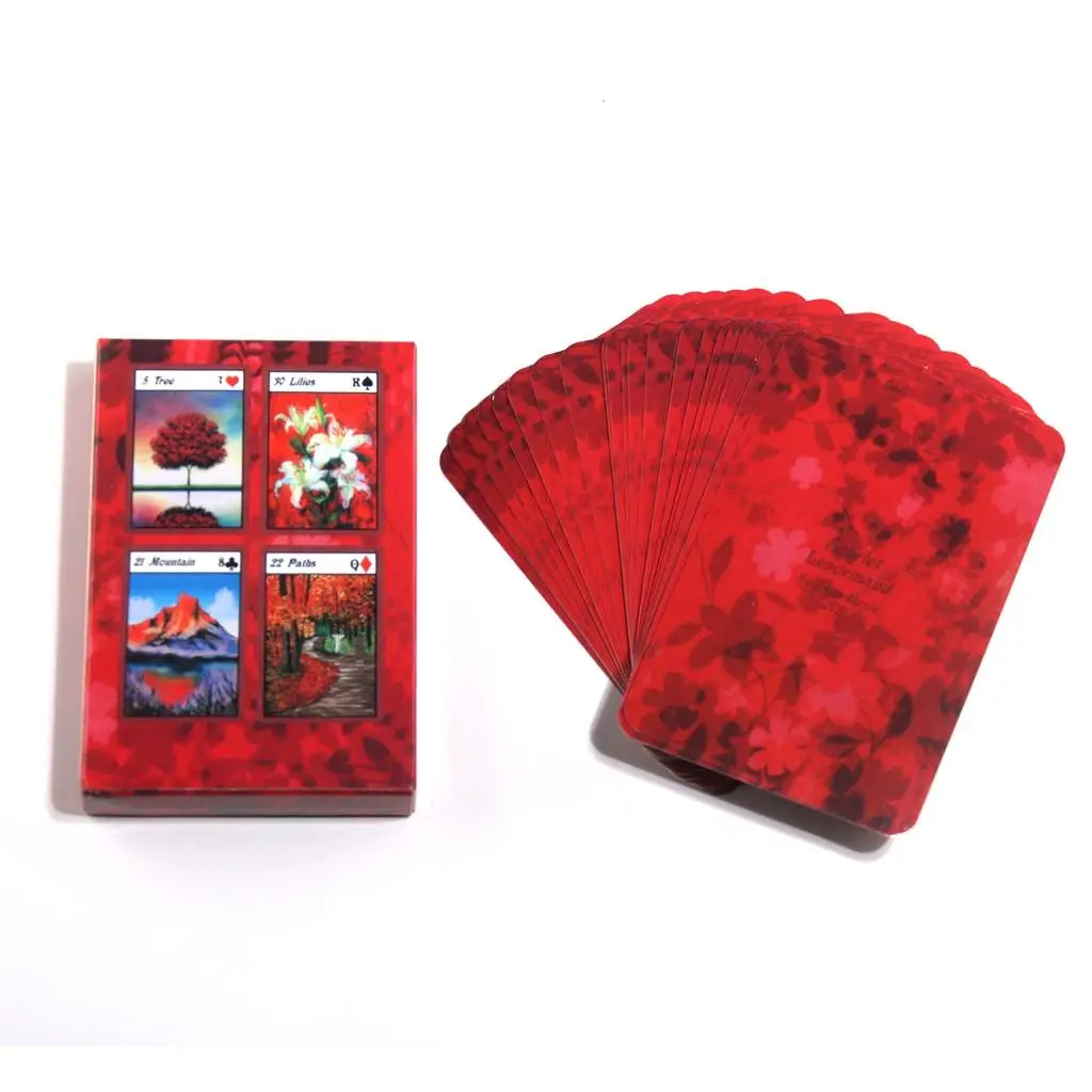 9*6cm Red Lenormand Tarot Oracle 36 Pcs Cards Games Family Party Board Game Divination Fate Cards