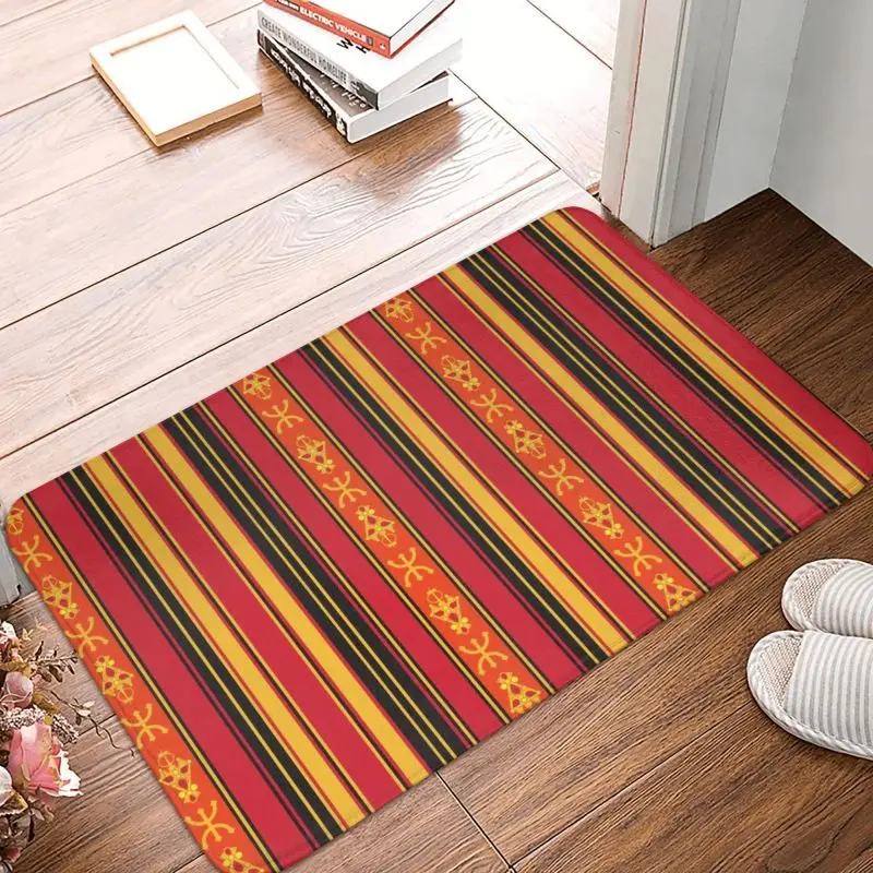 Z Imazighen Kabyle Jewelry Door Floor Bath Kitchen Mat Anti-Slip Indoor Amazigh Berber Ethnic Doormat Toilet Entrance Carpet Rug