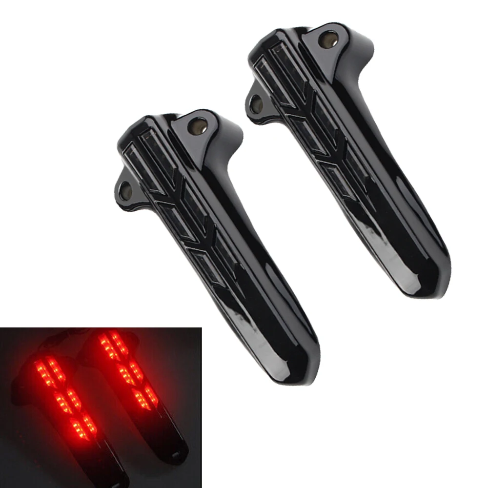 

2pcs Mototcycle Front Lower Fork Leg Covers Red LED Light for Harley Touring Electra Street Glide Road King Ultra