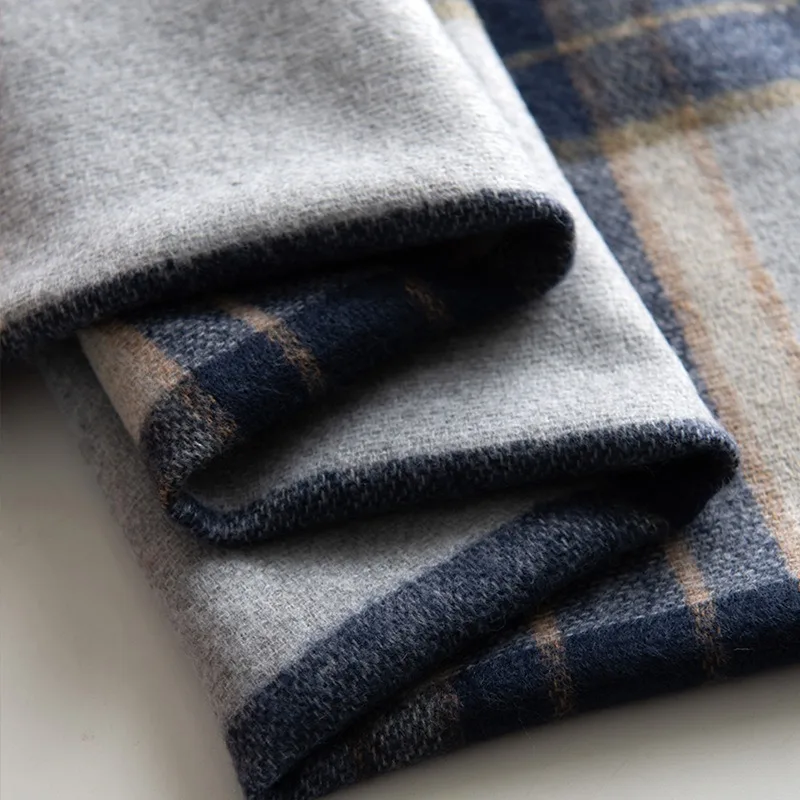 Новый зимний клетчатый шарф с принтом, шарф из искусственной шерсти с бахромой, модный милый шарф на плечо, толстый теплый шарф средней длины