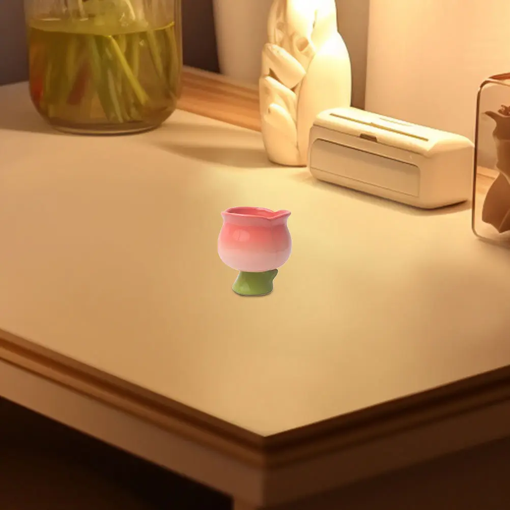 

Керамическая чаша для мороженого в форме тюльпана с элегантным цветочным узором, на высокой ножке, многофункциональная, для десертов, кружка-тюльпан