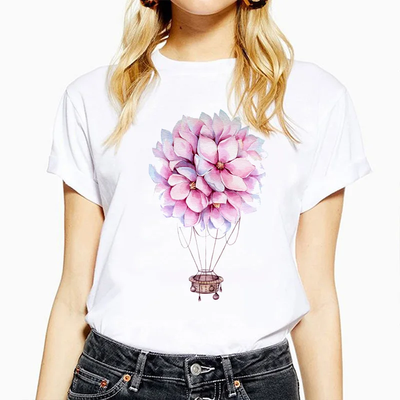 الوردي تي شيرت المرأة قصيرة الأكمام الأزهار زهرة سيدة الموضة الأعلى الصيف السيدات المرأة الجرافيك كوع تي أنثى للجنسين Y2K الشارع الشهير