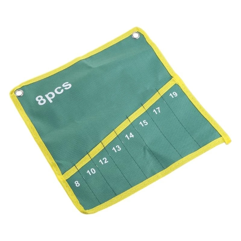 8 Pockets Durable Canvas Spanner Wrench Tool Roll Up Storage Bag