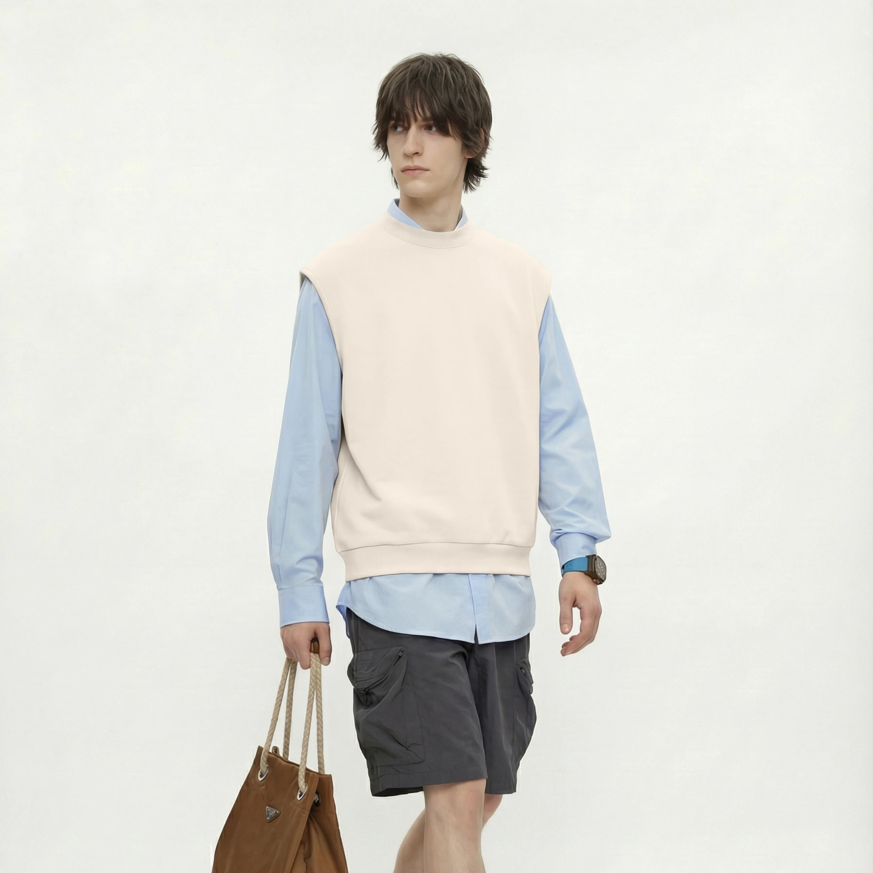 Cross-border Summer Street Trend Brand 420g Cotton Vest Sleeveless Men's Casual Versatile Fan Sleeveless Sweater Vest