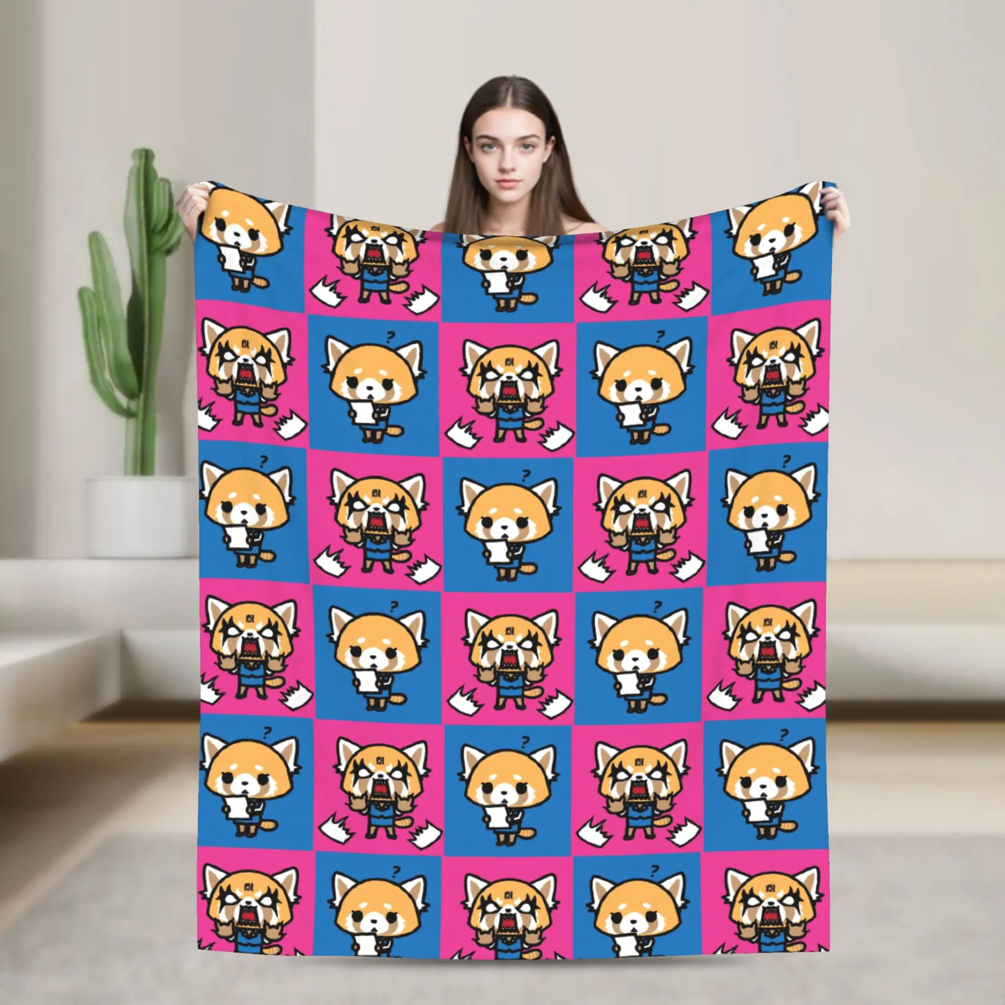 Aggretsuko Work Rage Blanket Cover Retsuko Anime Flannel Throw Blanket Bedroom Sofa Decoration Soft Warm Bedspreads