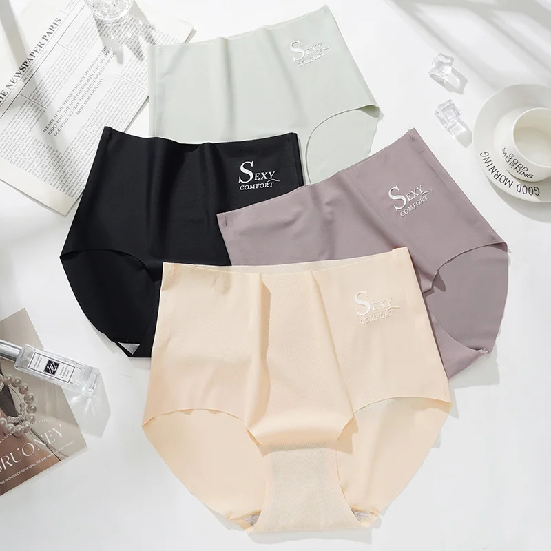 High Waist Panties Women Ice Silk Seamless Underwear Invisible Hip Lift Briefs Girls Underpants Female Sexy Lingeries