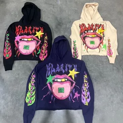 Pullover sweatshirt fashionable long-sleeved pullover hoodie big mouth print casual loose street style  funny hip-hop jacket