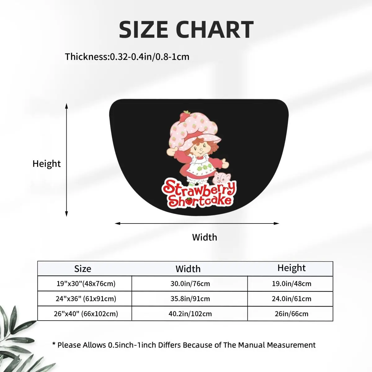 Sweet Strawberry Character Art Soft Flannel Half Round Doormat Non Slip Bathroom Mat Absorbent Floor Carpet for Living Room