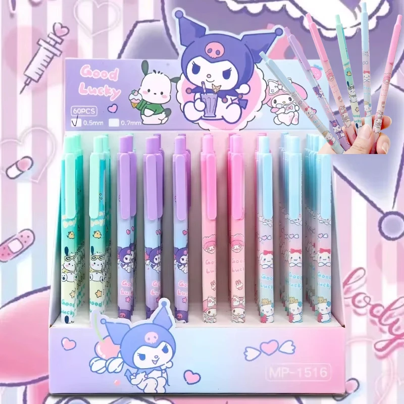 

Механический карандаш Sanrio с героями мультфильмов, 60 шт., детский пресс для рисования эскизов Kuromi My Melody 0,5 0,7, школьные принадлежности для студентов