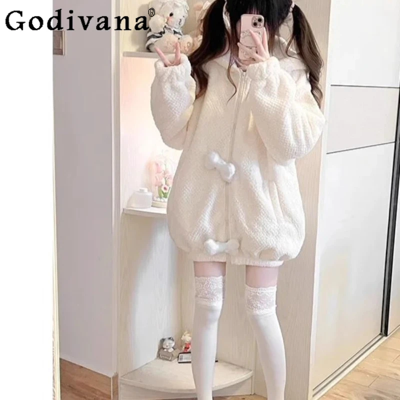 

New Japanese Style Soft Girl Sweatshirts Cute Coat Original Sweatshirt Female Student Loose Cardigan Sweet Lolita Hoodies