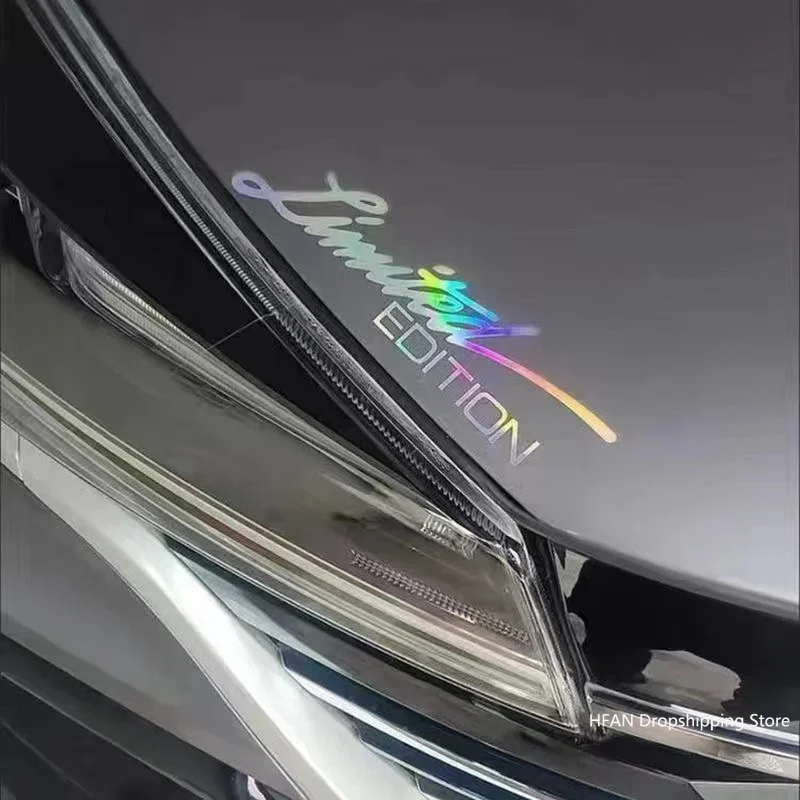 Bicycle Stickers Laser Stickers LIMITED EDITION English Letter Car Front Decor Reflective Decal Styling Sticker Decals 16*4cm