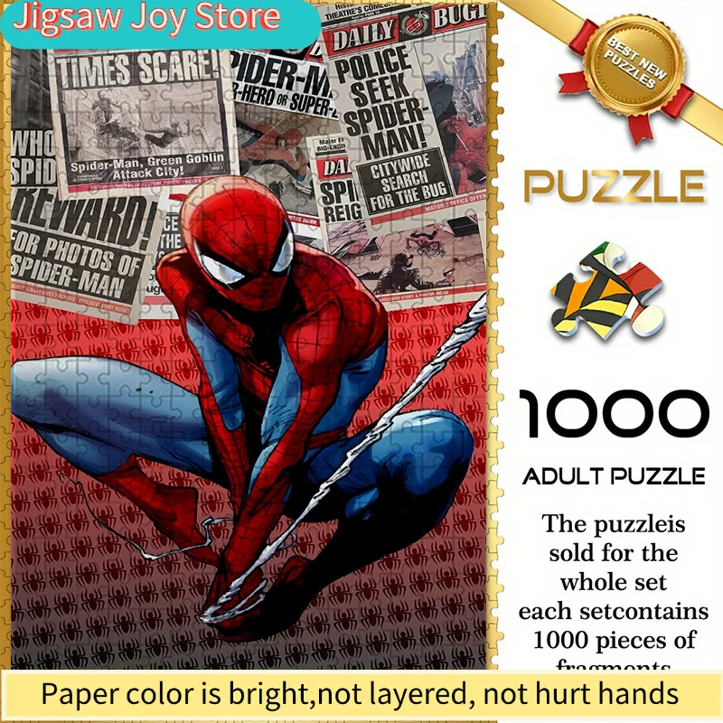 

of Marvel-Themed Seamless Puzzles Z10.18-4, Featuring Spider-Man with Newspaper Elements in The Scene - Durable Thick Puzzle,