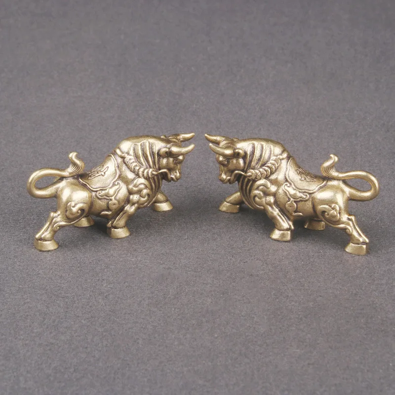 Brass Wealth Ox Desktop Miniature Decorations Zodiac Ox Bronze Carving Crafts Rich Bull Sculpture Office Fengshui Home Decor