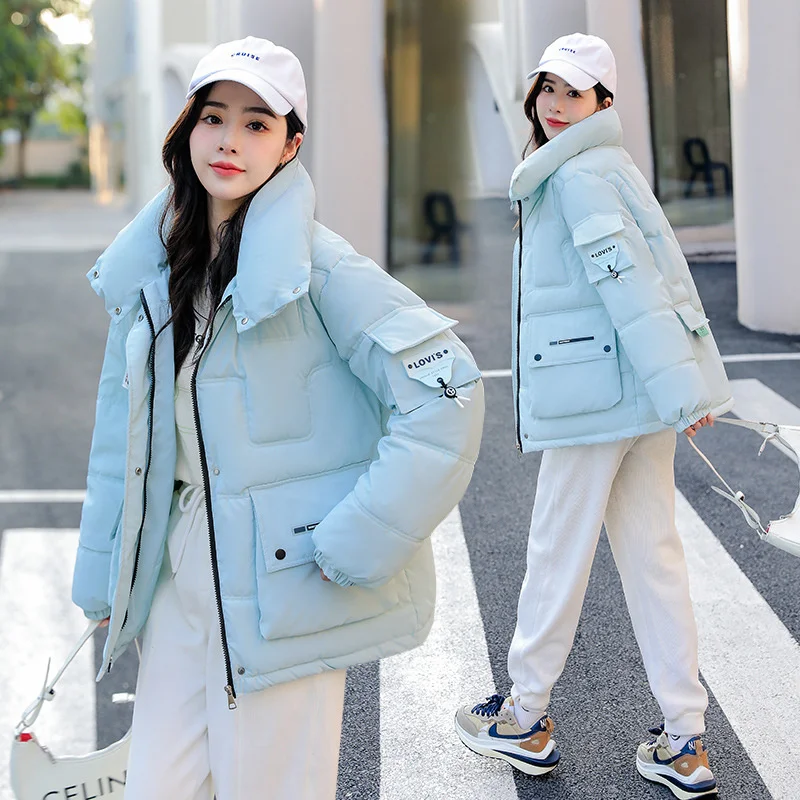 

Thicken Parker Basic Coat Female Korean Winter Short Cotton Jacket Loose Warm Down Cotton Coats Parker Outwear Women Casual Tops