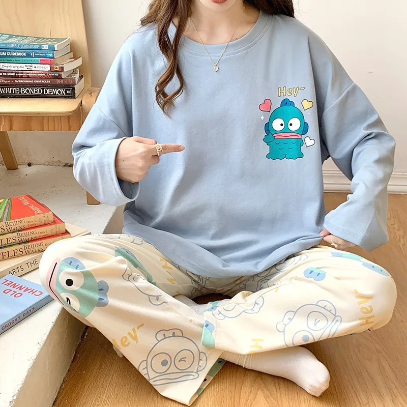 Sanrio Hanton spring and autumn cotton women's pajamas new long-sleeved cartoon jade cinnamon dog pullover cute loungewear suit