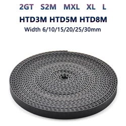 2GT S2M MXL XL L HTD3M HTD5M HTD8M Black Rubber Open Synchronous Timing Belt Width 6/10/15/20/25/30mm 3D Printer Parts