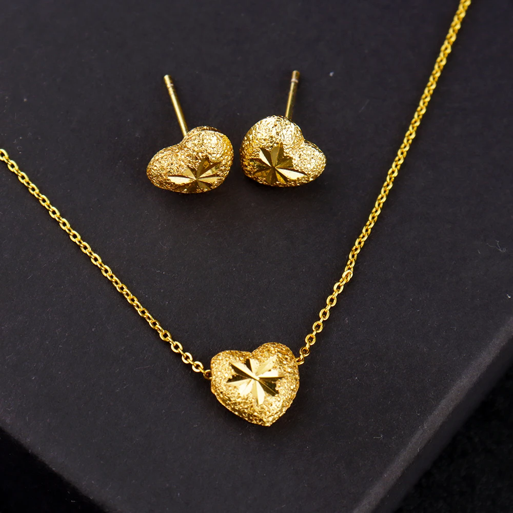 Gold Heart Jewelry Set for Party & Wedding
