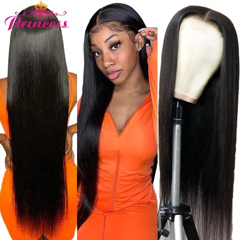 Princess 13x4/13x6 HD Transparent Lace Front Human Hair Wigs PrePlucked 4x4 Closure Wig Brazilian Straight Lace Frontal Wig
